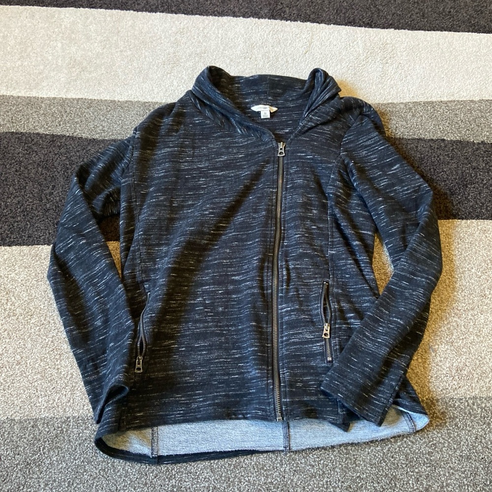 Lucky Lotus Sweatshirt Womens M Gray, Zip Front Sweatshirt
